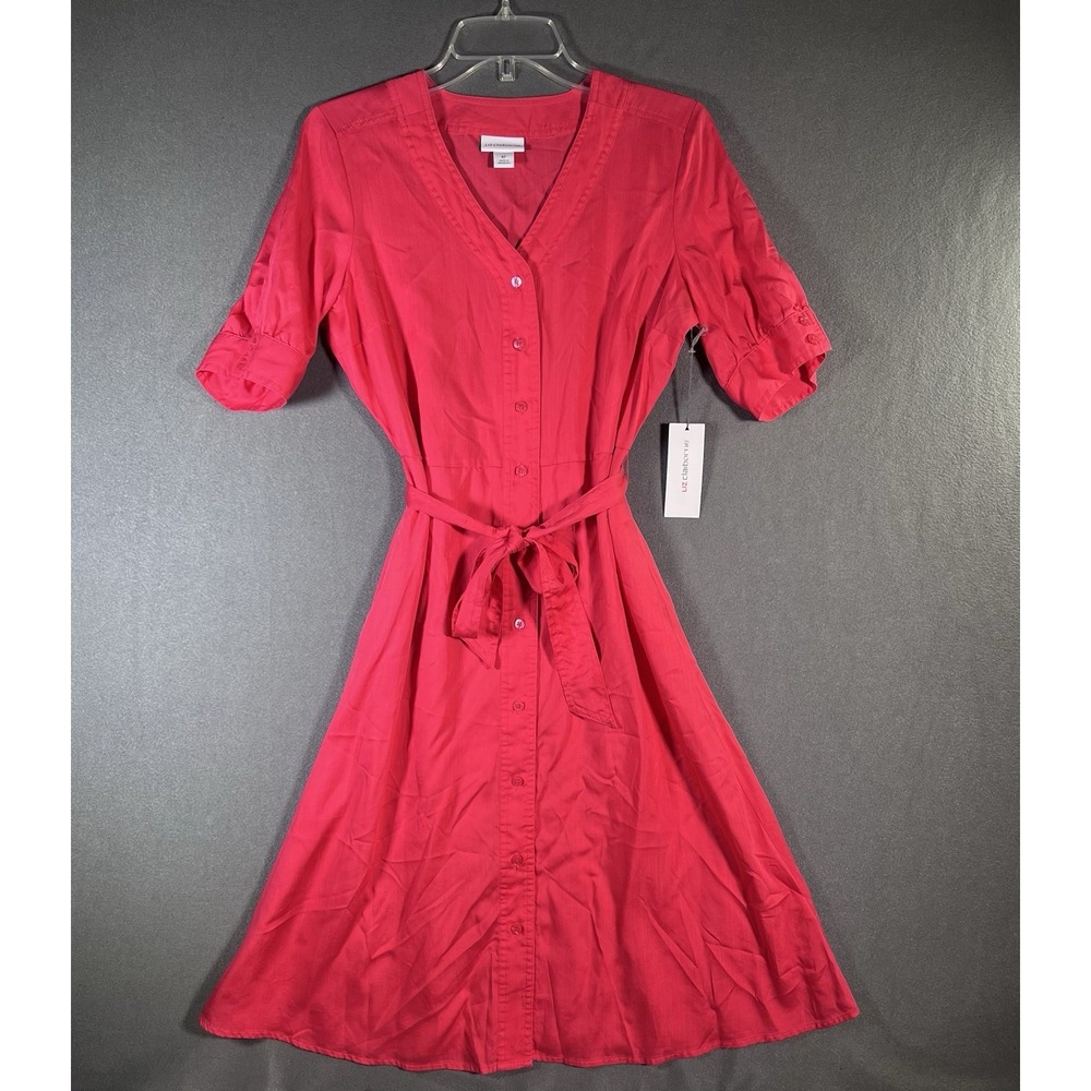 Liz Claiborne Dress Size 4P Pink Pockets NWT Tie Waist